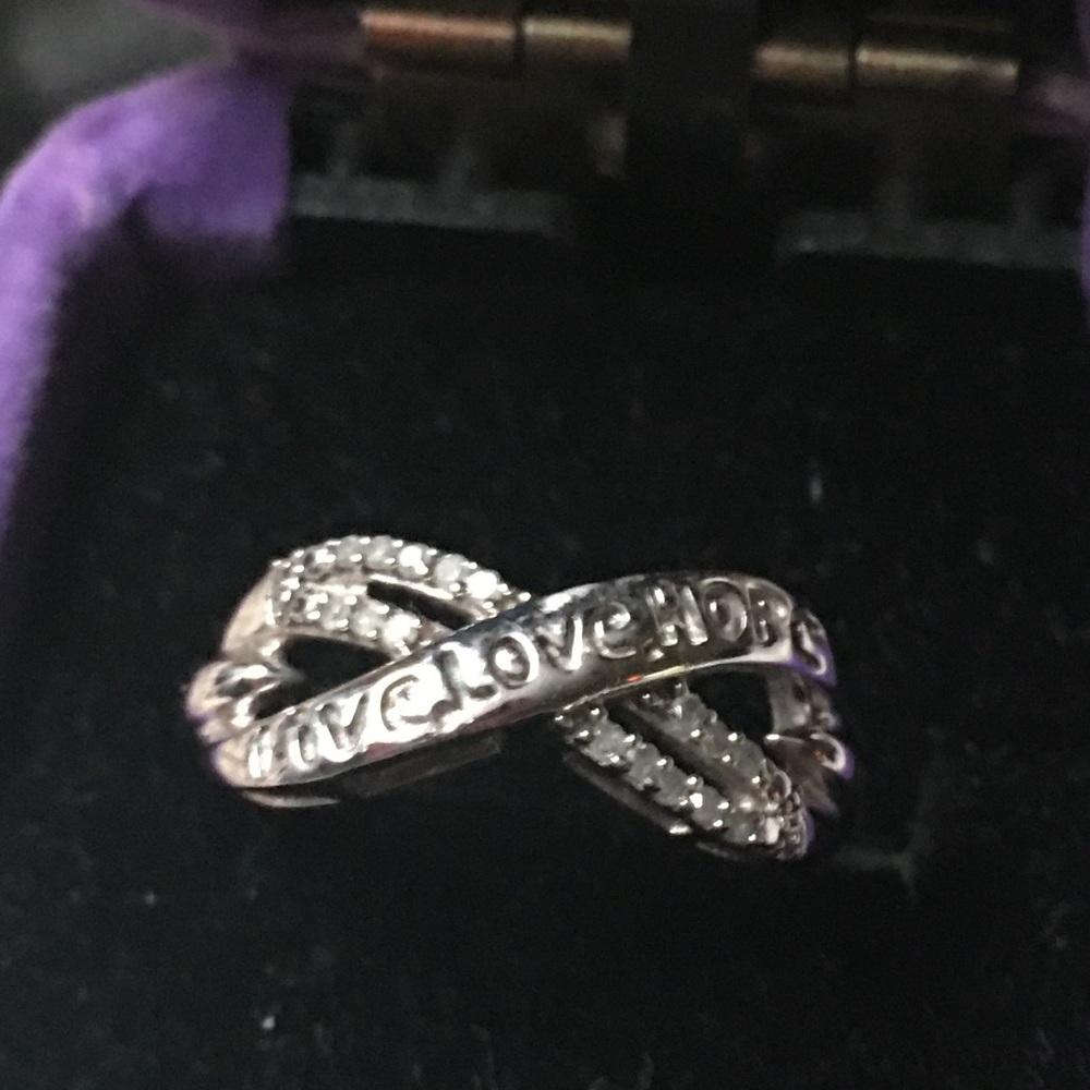 LIVE LOVE HOPE Real Diamond Infinite Ring